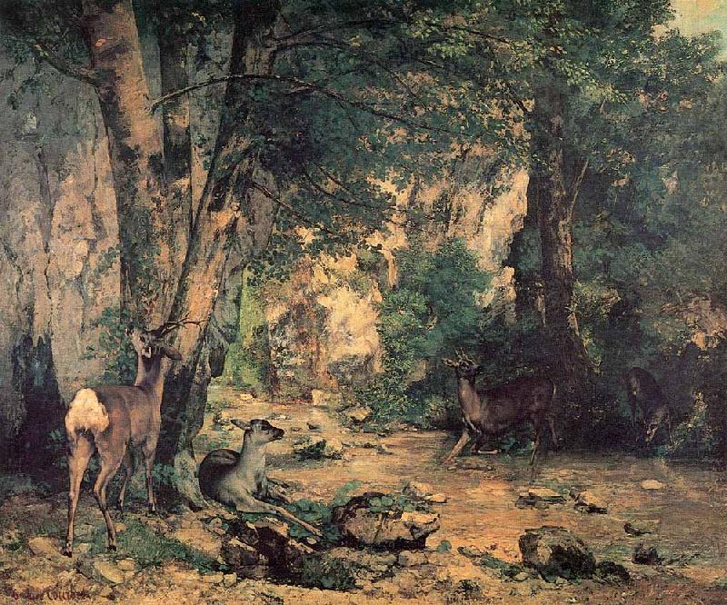 Gustave Courbet A Thicket of Deer at the Stream of Plaisir Fountaine china oil painting image